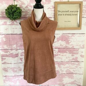 JACLYN SMITH Brown Suede Sleeveless Cowl Neck Top Small